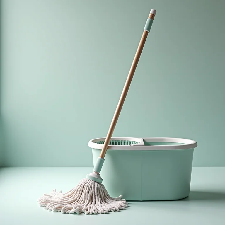 Detalhe do sistema giratório de um mop