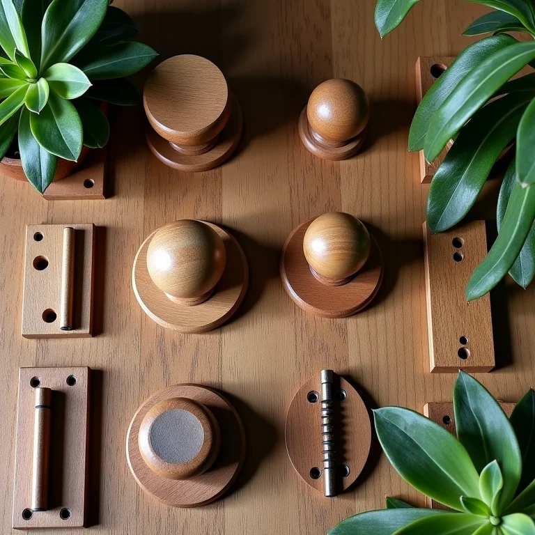 Detalhes de porta de madeira restaurada, valorizando o design e a durabilidade