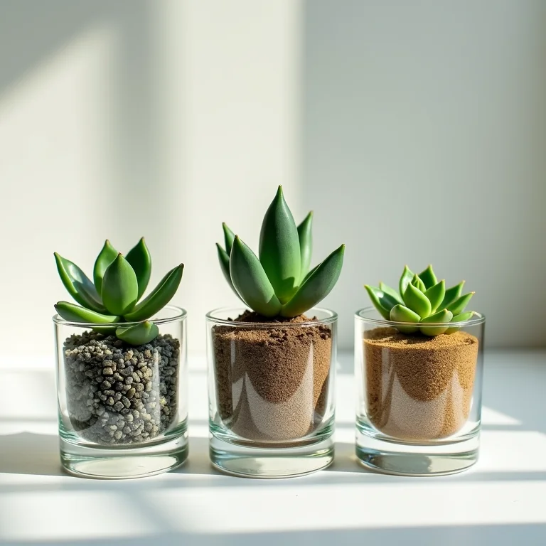 Diferentes tipos de substrato para suculentas.