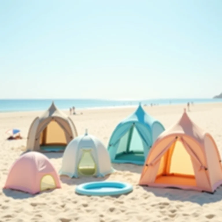 Diversos tipos de barracas de praia para bebês