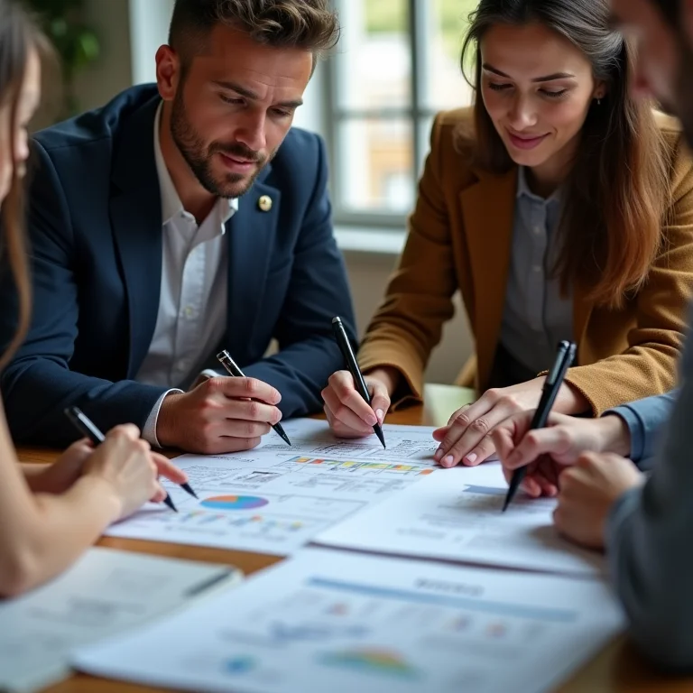 Equipe documentando escopo de projeto