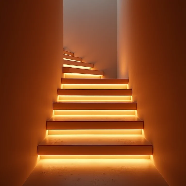 Escada iluminada com luzes LED suaves