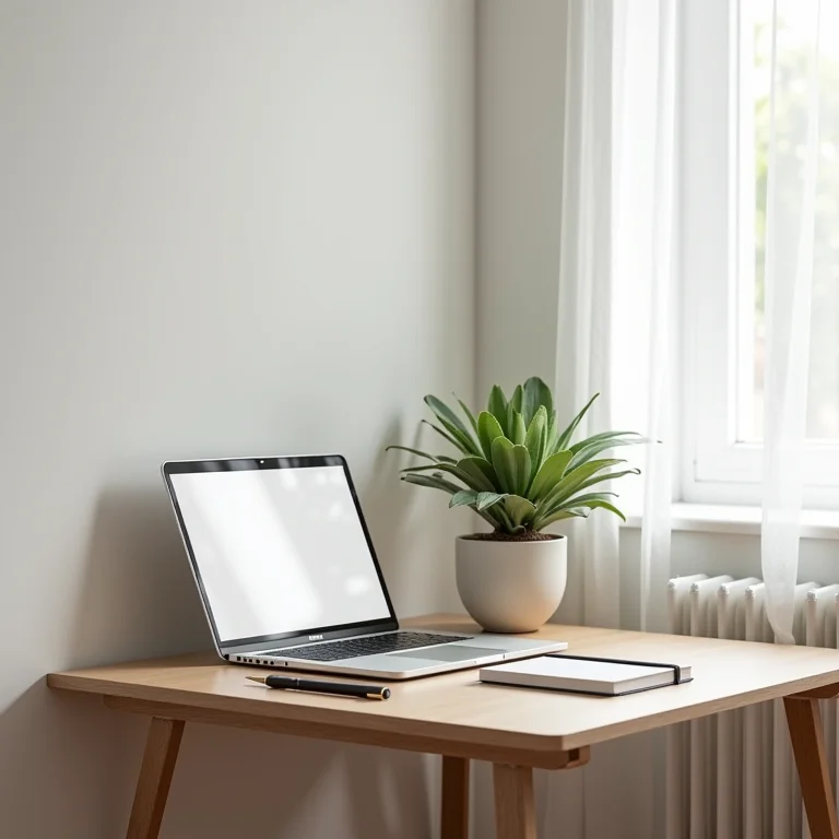 Espaço de trabalho minimalista em ambiente pequeno