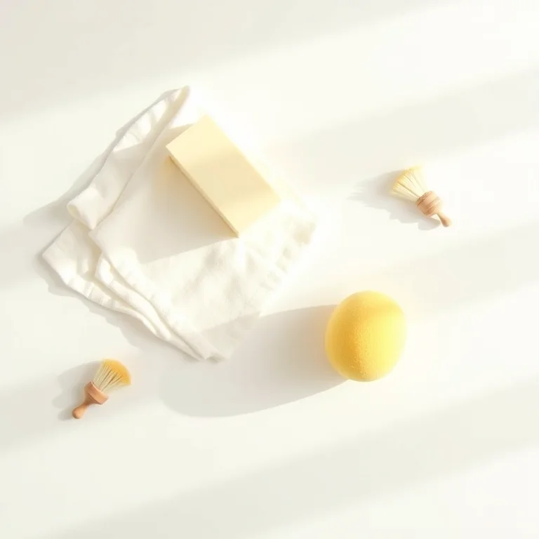 Esponja, pano macio e escova pequena para limpeza