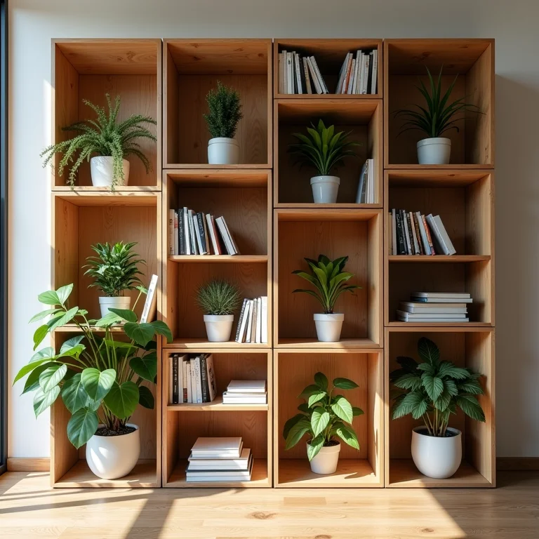 Estante modular feita com caixotes de madeira