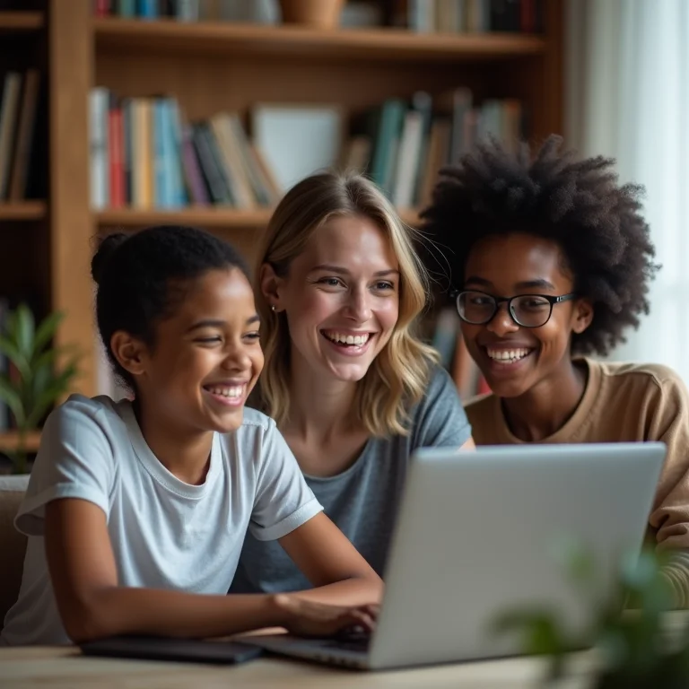 Estudantes diversos em uma chamada de vídeo.