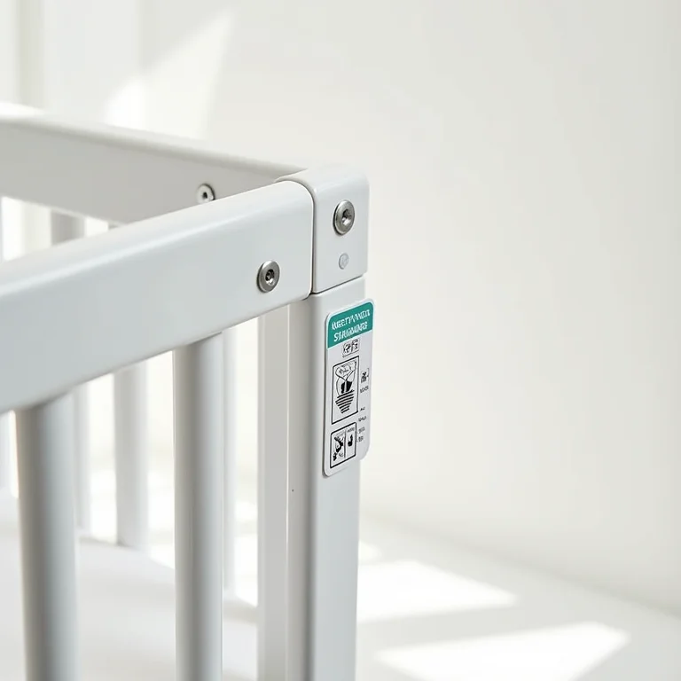 Etiqueta de normas de segurança em berço portátil