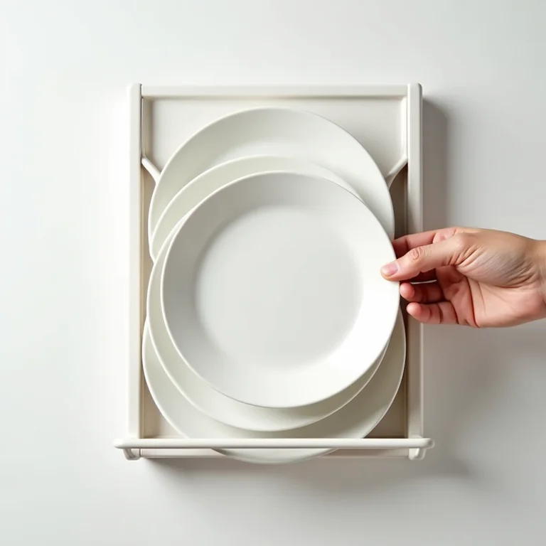 Facilidade de acesso aos pratos com organizador vertical.