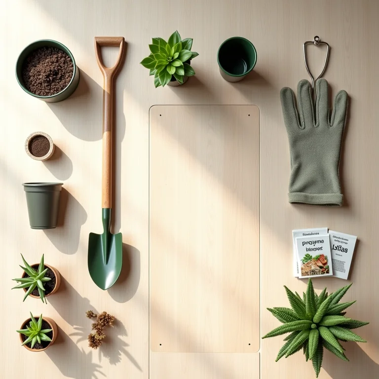 Ferramentas e materiais essenciais para jardinagem DIY.