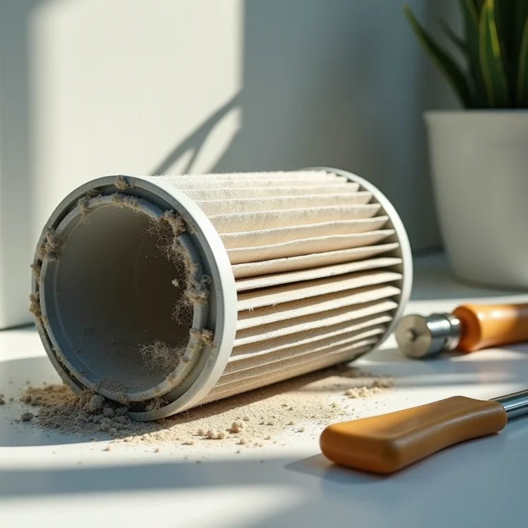 Filtro de ar condicionado sujo mostrando a importância da limpeza regular