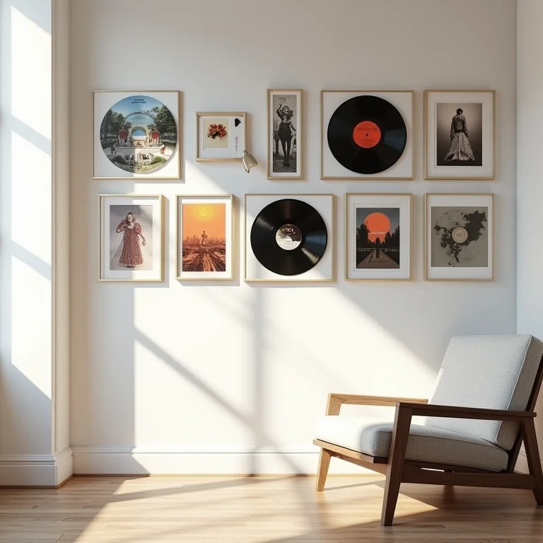 Galeria de quadros feitos com discos de vinil