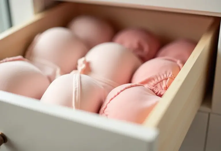 Gaveta de lingerie organizada com organizadores