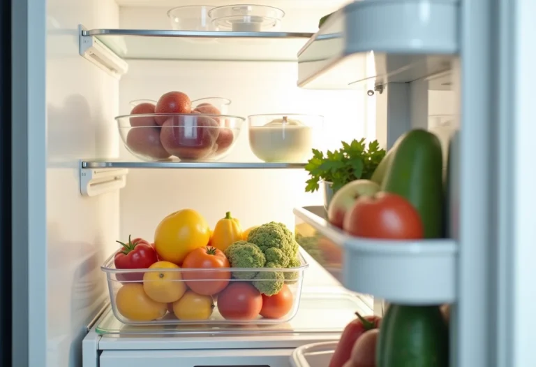 Geladeira organizada com organizadores de acrílico