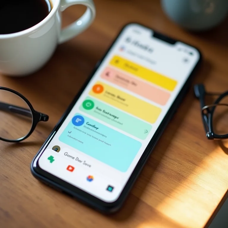Google Keep no smartphone com café e óculos