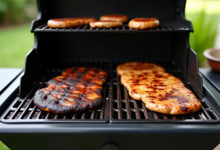 Grelha de churrasqueira suja e limpa lado a lado