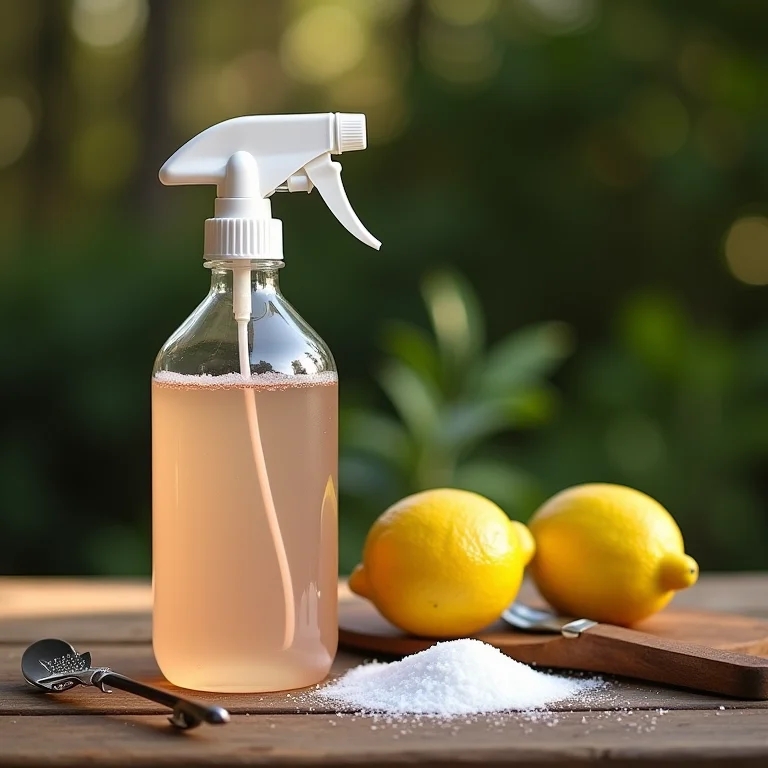 Ingredientes e borrifador com solução de limpeza caseira para grelha