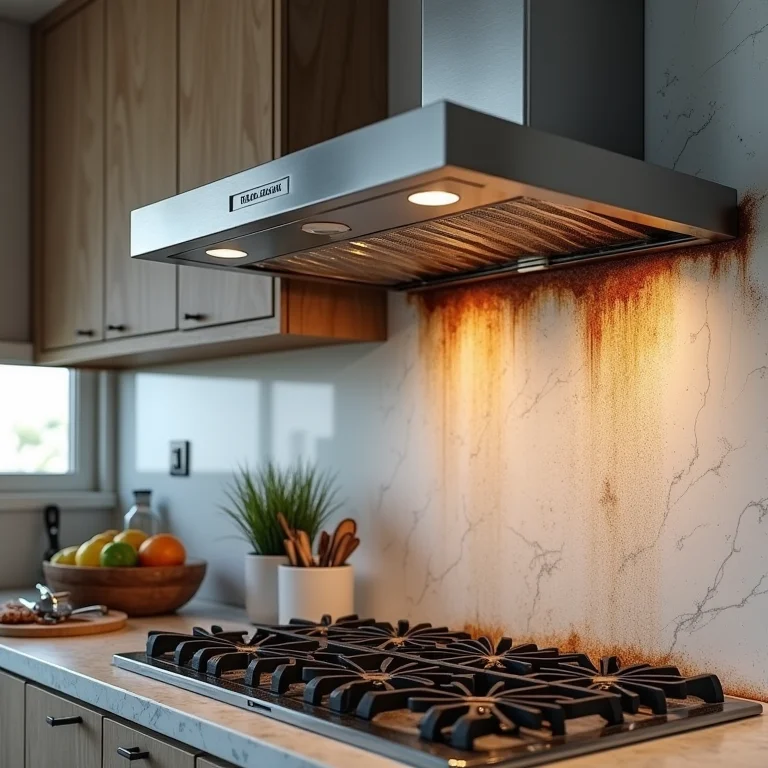 Interior sujo de uma coifa de inox