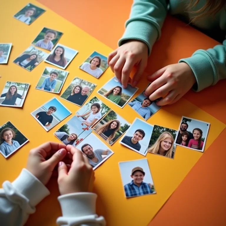 Jogo da memória com fotos da família
