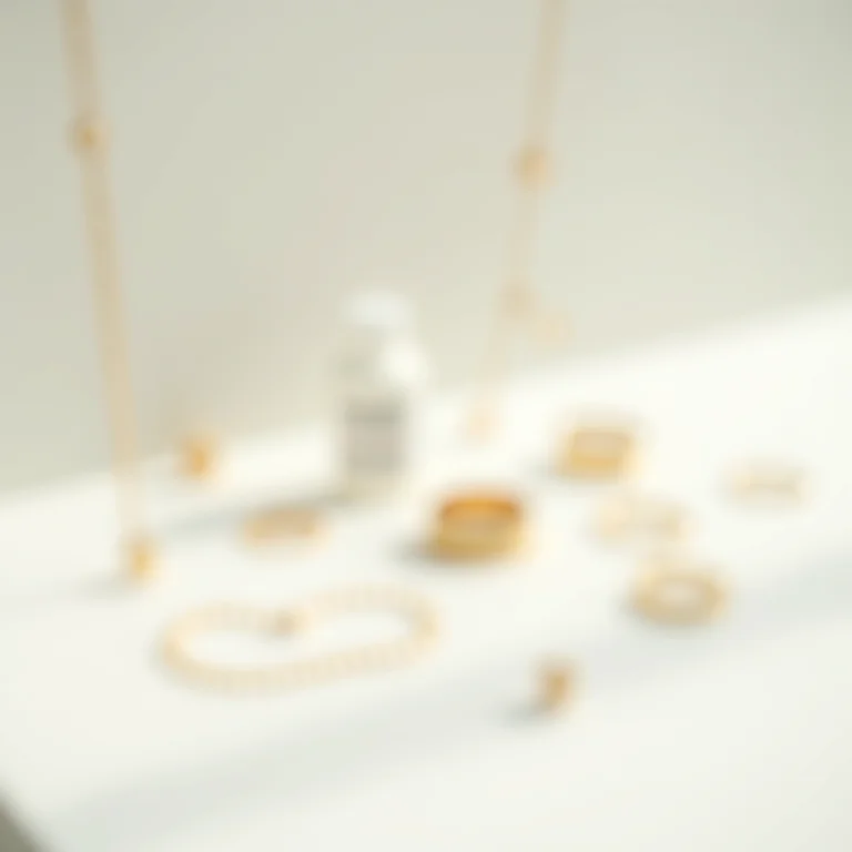 Joias de ouro com frasco de amoníaco