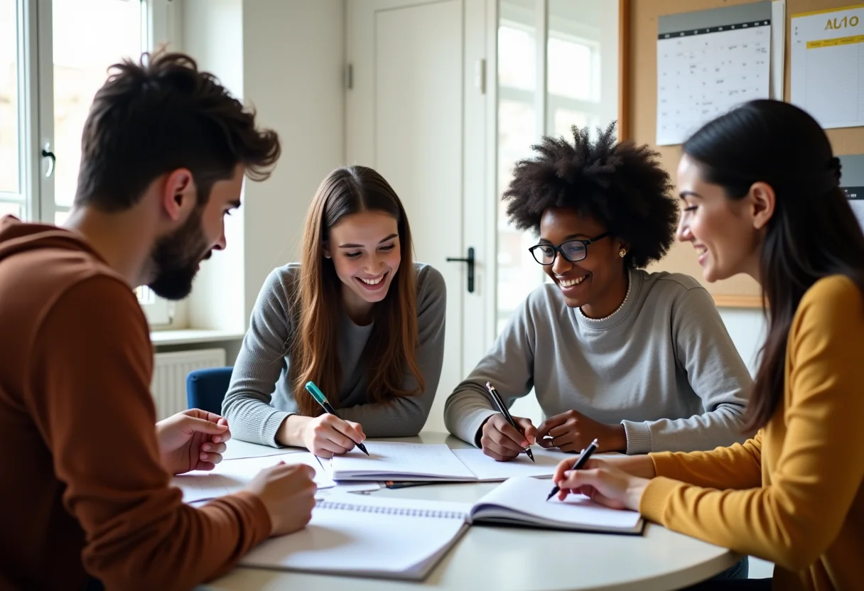 Jovens planejando suas vidas em um apartamento iluminado