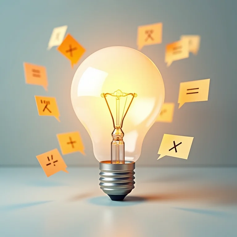 Lâmpada cercada por notas de feedback positivo e negativo