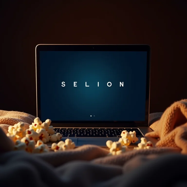 Laptop mostrando filmes para maratona na festa do pijama