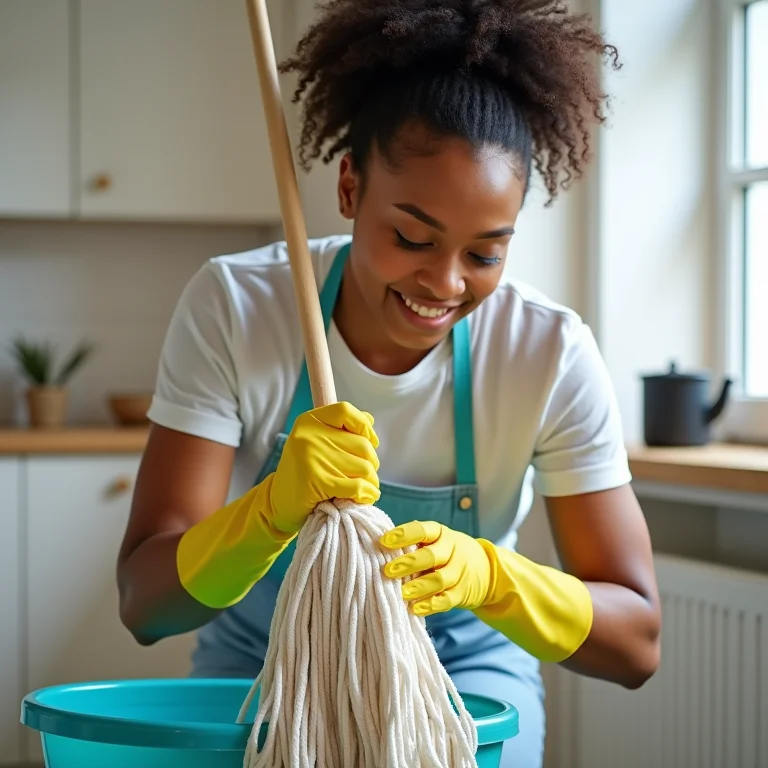 Limpeza profunda do mop giratório