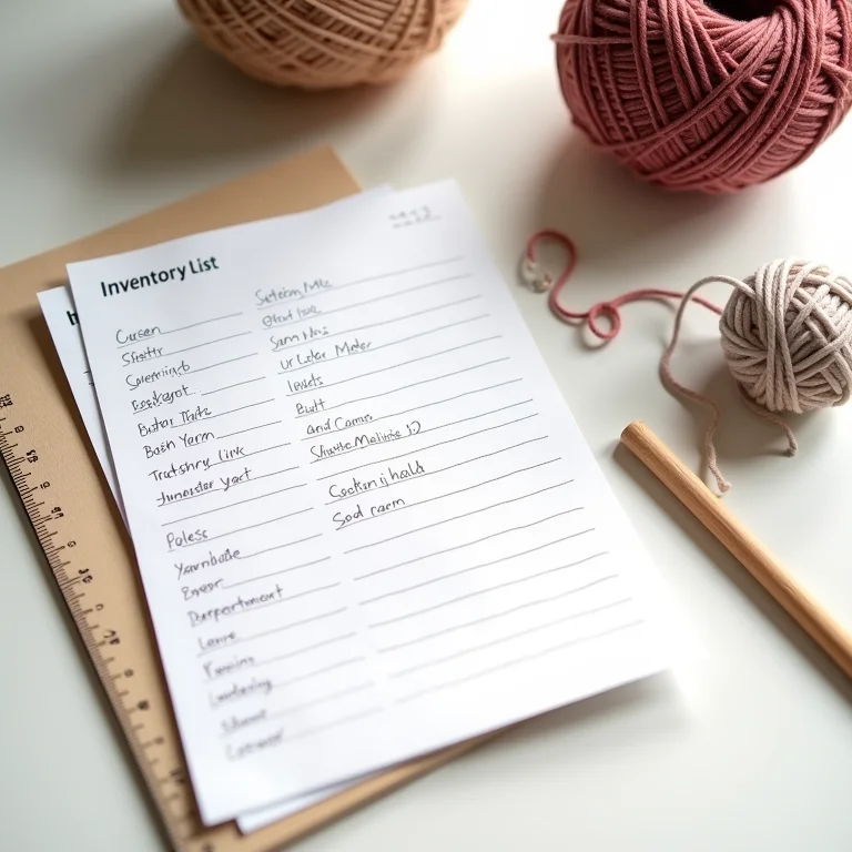 Lista de inventário de lãs com amostras