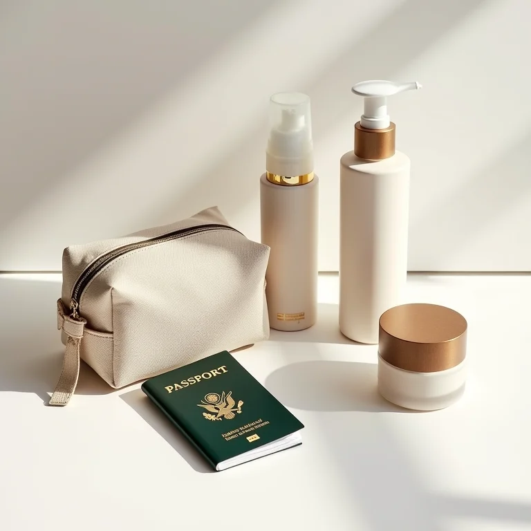 Lista de itens essenciais de viagem em estilo flat lay