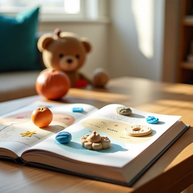 Livro sensorial DIY aberto em uma mesa