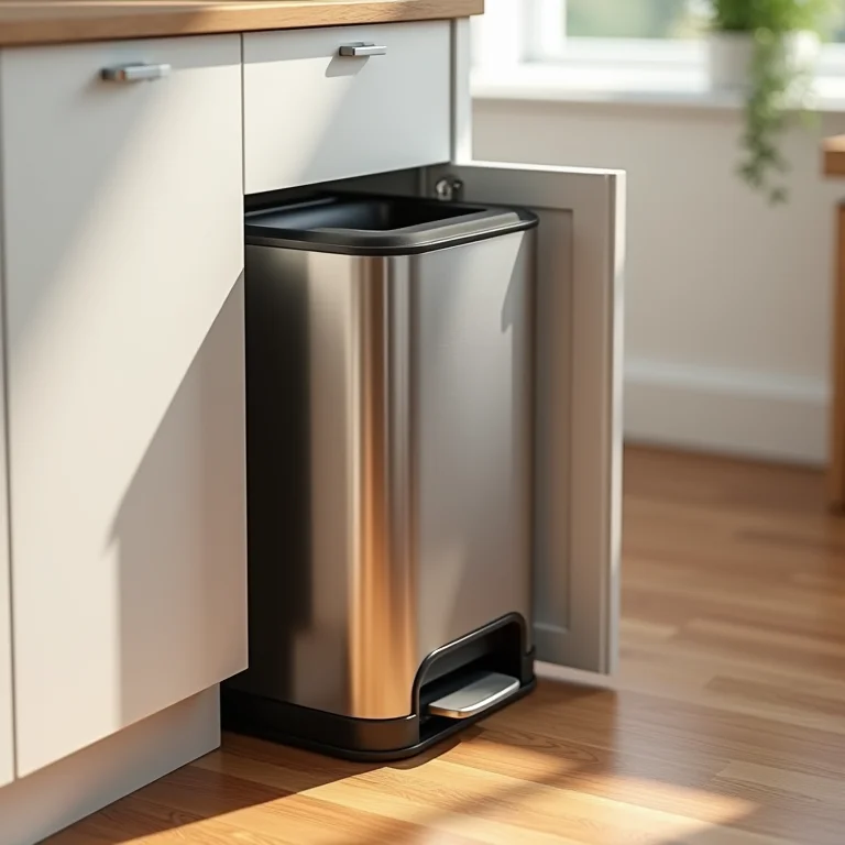 Lixeira de inox compacta para otimizar espaço