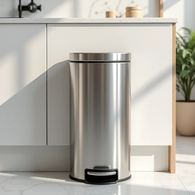 Lixeira de inox em cozinha moderna