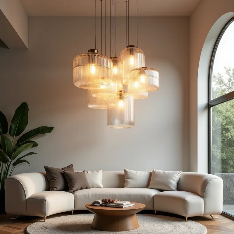 Lustre de cristal sustentável em ambiente ecológico.