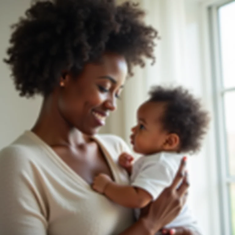 Mãe atenta aos sinais de sono do bebê