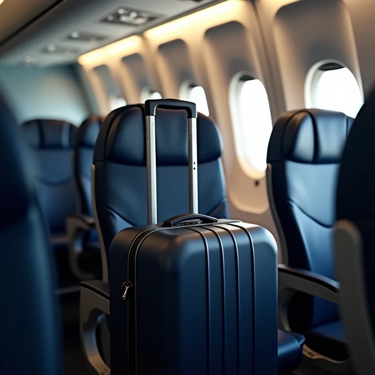 Mala de mão posicionada estrategicamente em compartimento