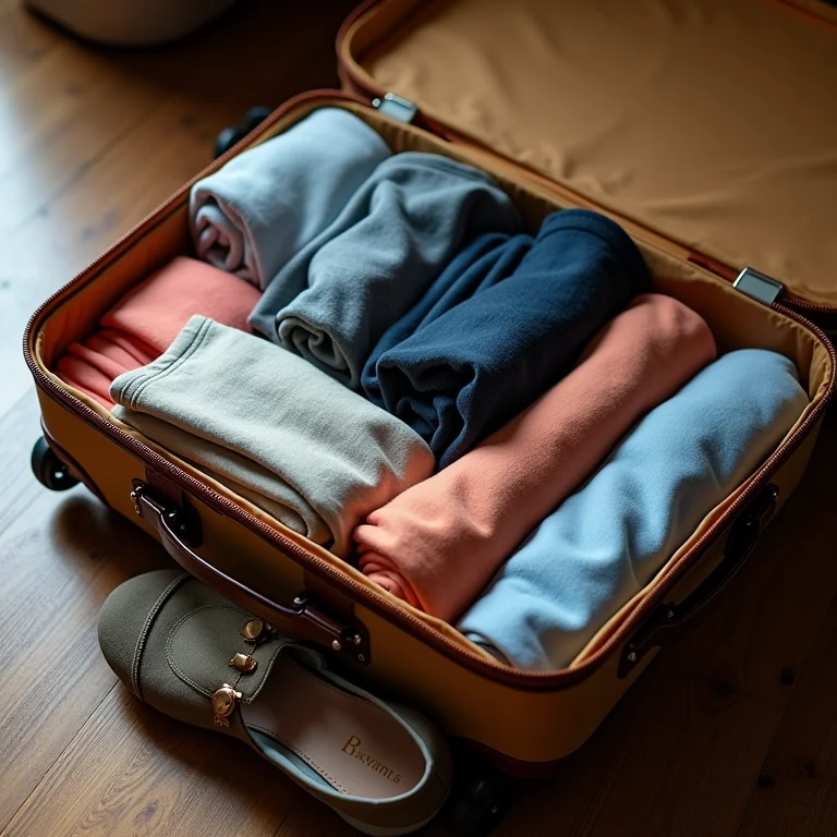 Mala organizada com otimização do espaço vertical