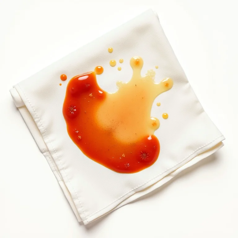 Manchas de comida e bebida em guardanapo branco.