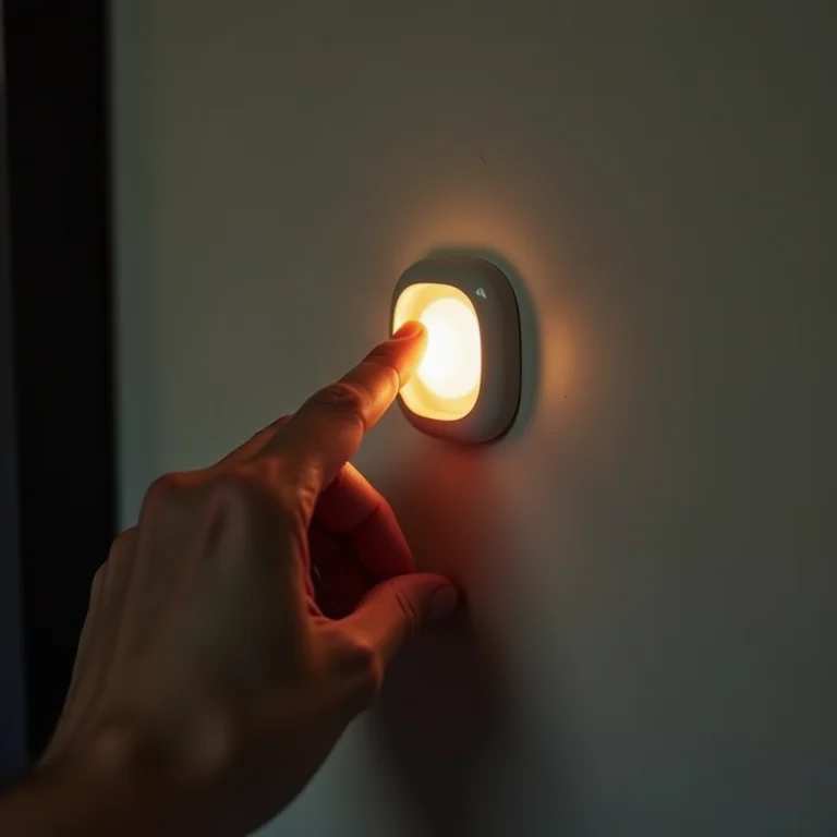 Mão interagindo com as funcionalidades do interruptor touch.