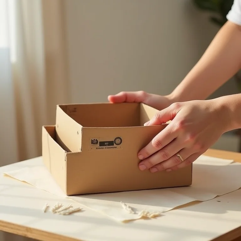 Mãos criando organizadores DIY com materiais reciclados