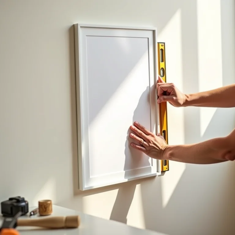 Mãos montando decoração de parede com ferramentas