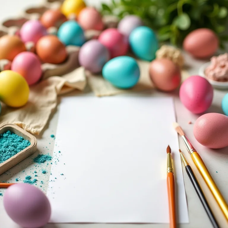 Materiais para artesanato de Páscoa DIY.