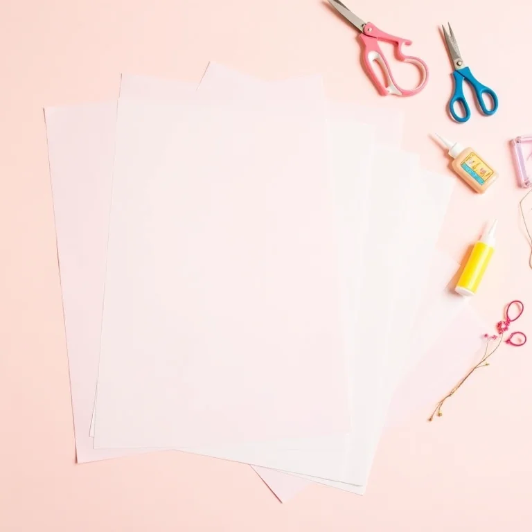 Materiais para criar flores de papel: papel colorido, tesoura, cola e arame.