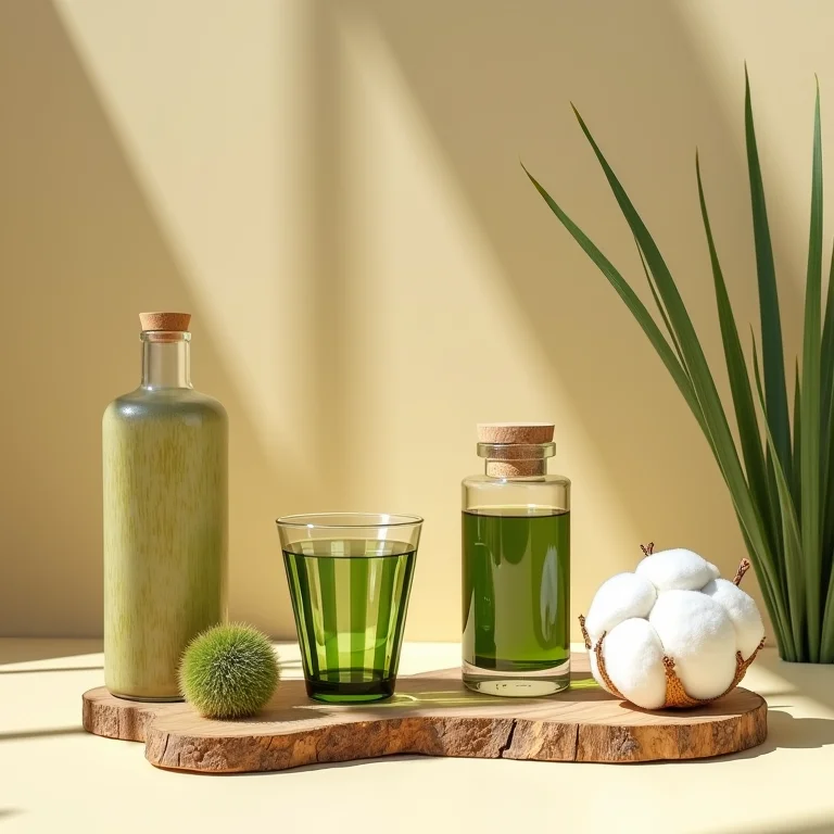 Materiais sustentáveis e de qualidade, como bambu, vidro reciclado e madeira reaproveitada