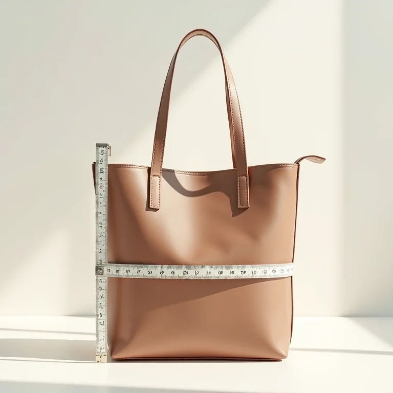 Medindo as dimensões de uma bolsa pessoal.