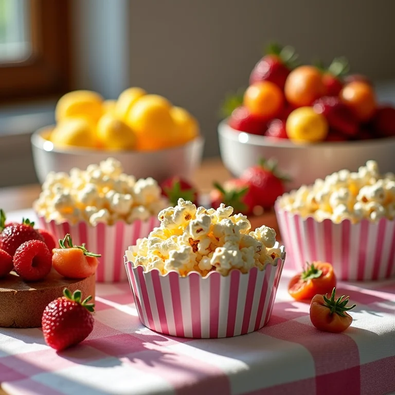 Mesa com comidas divertidas para festa do pijama