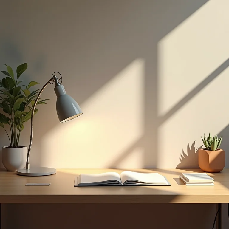 Mesa com diversas fontes de luz