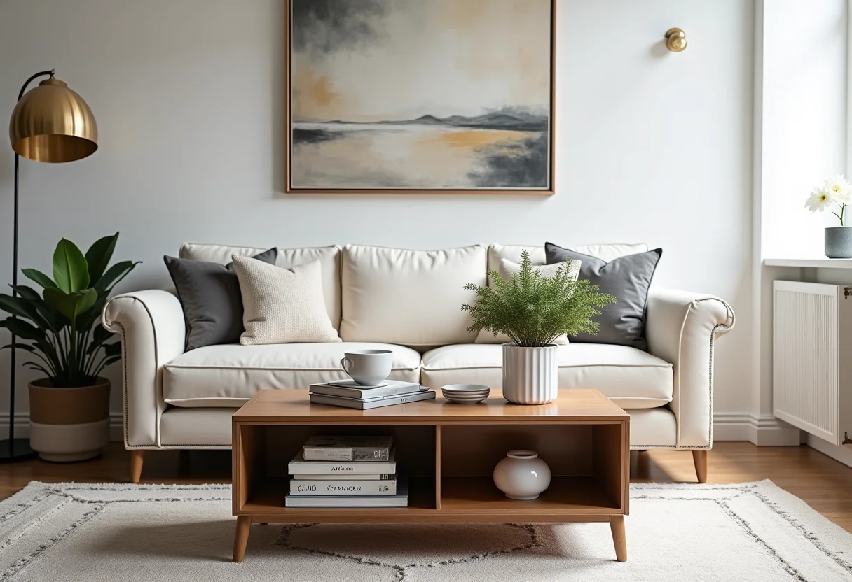 Mesa de centro renovada com decoração moderna