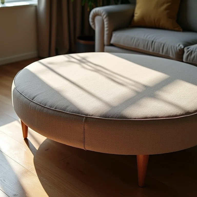 Mesa de centro sendo revestida com tecido elegante