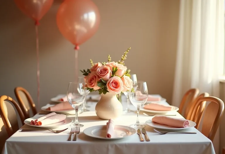 Mesa de jantar decorada para festa de aniversário simples