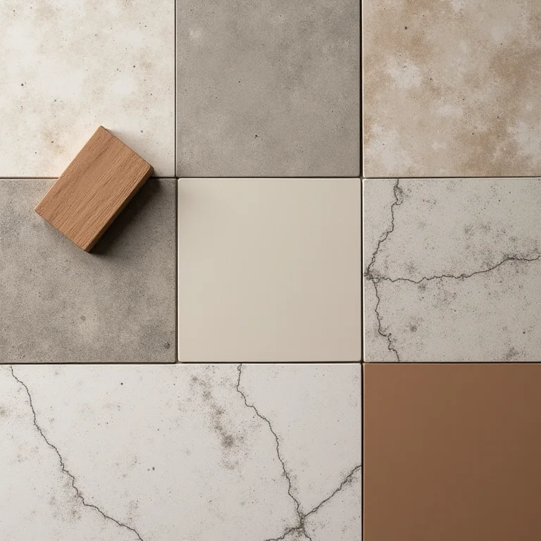 Mood board com inspirações de cimento queimado